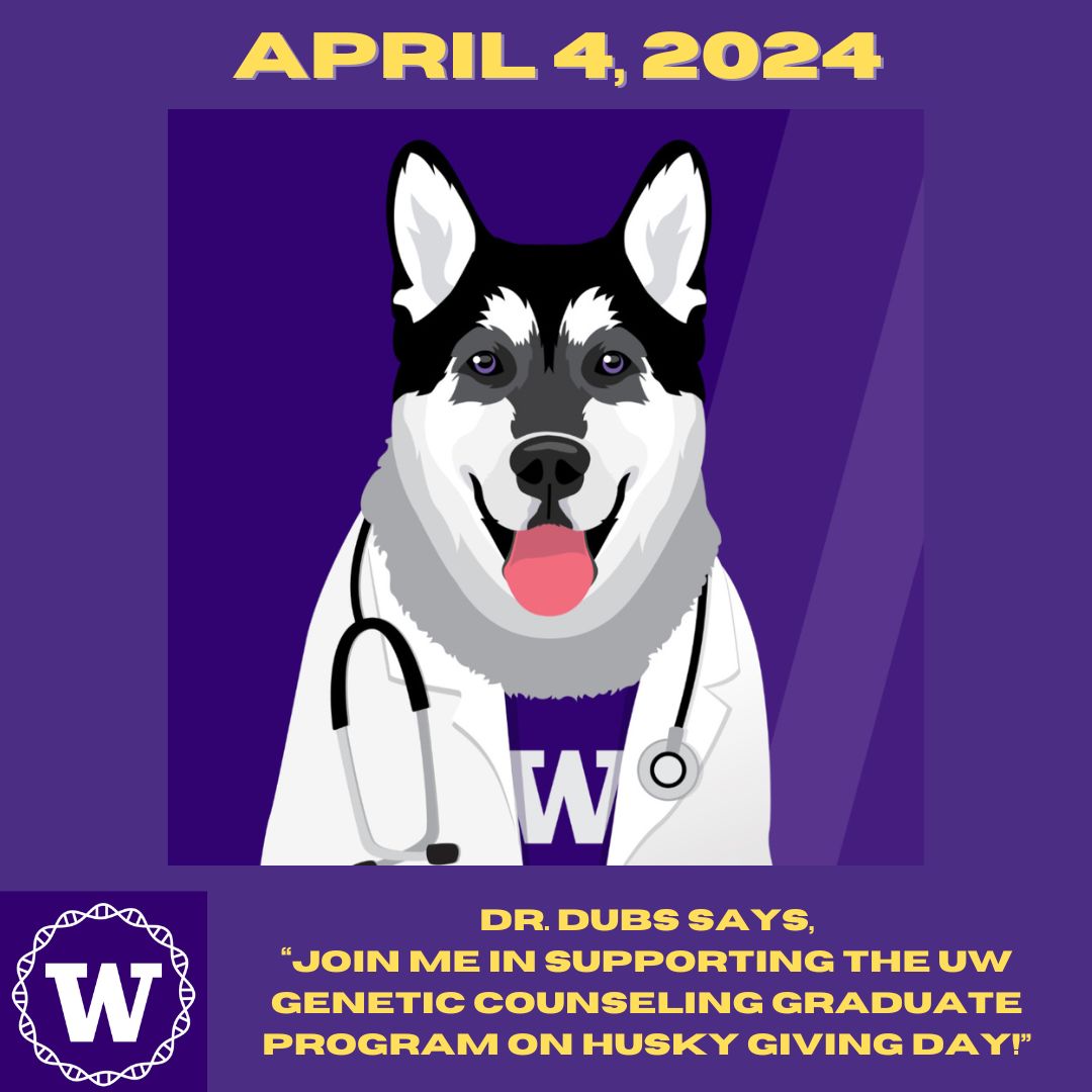 Dr. Dubs says to support the GCGP on Husky Giving Day