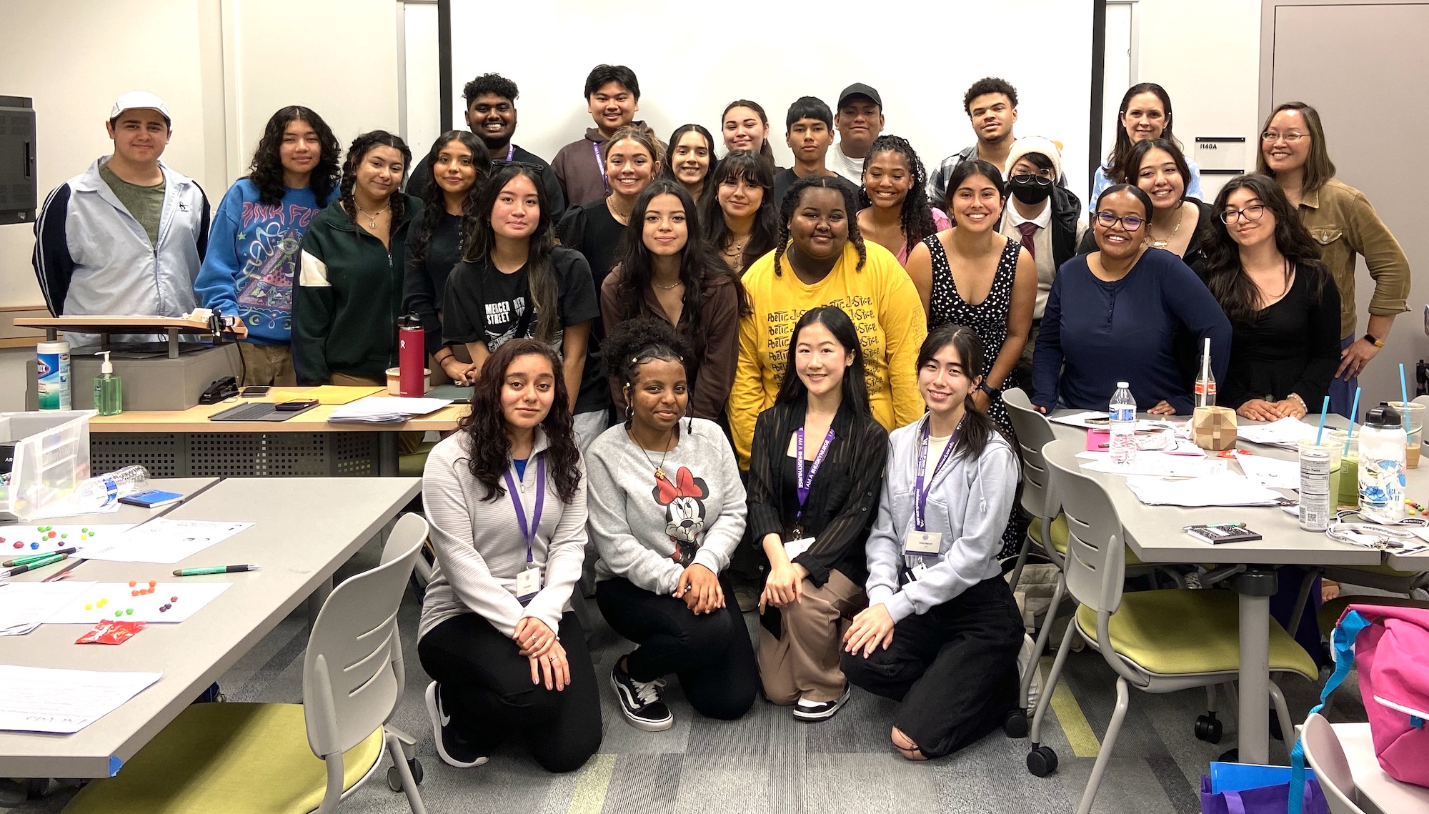 Penny Chow, Juliet Torres, and Peg Cheng with 2023 UDOC high school students
